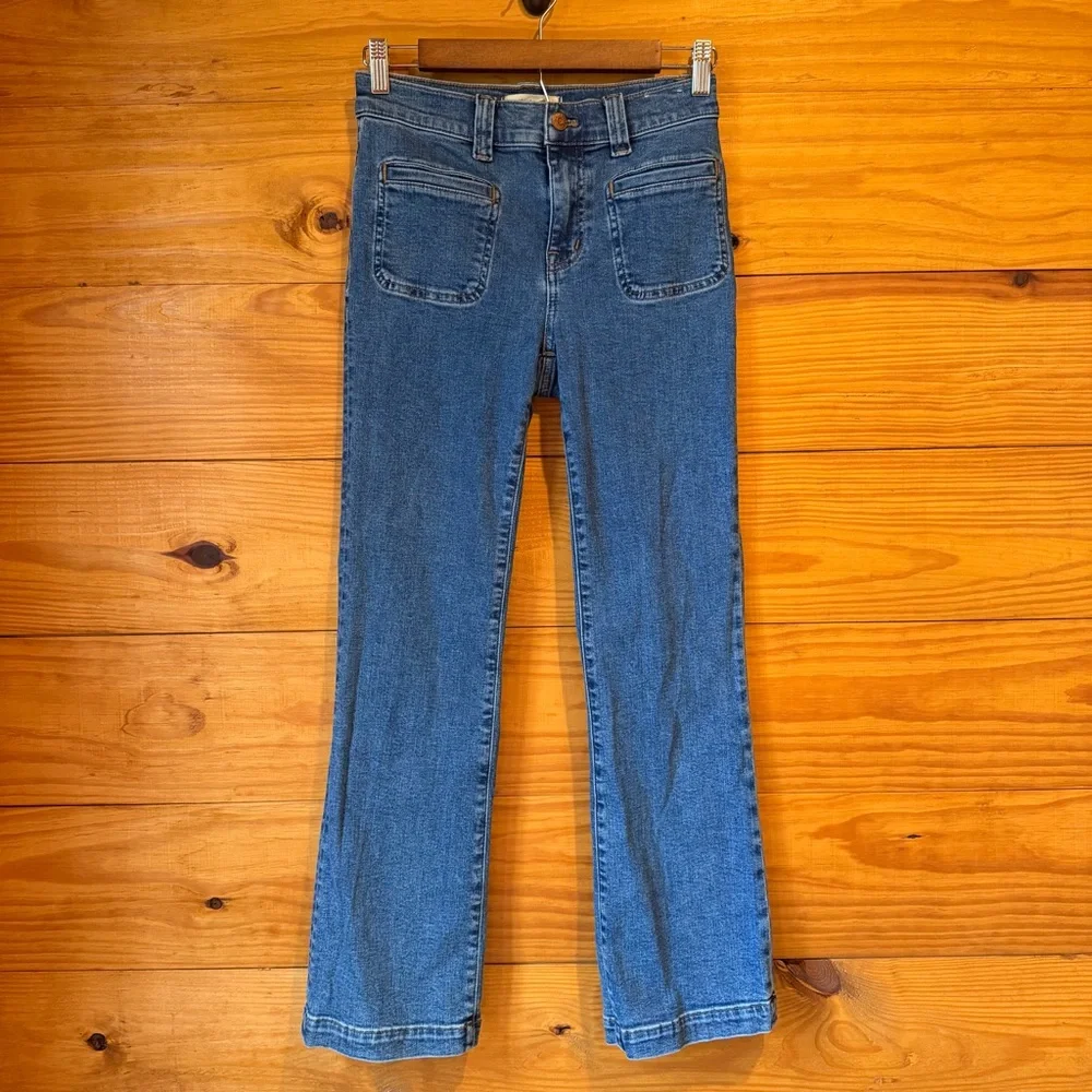 Madewell Mid Rise Kick Out Jeans Elkton Wash 25 Medium Wash Stretch Denim NO636 - Picture 2 of 10